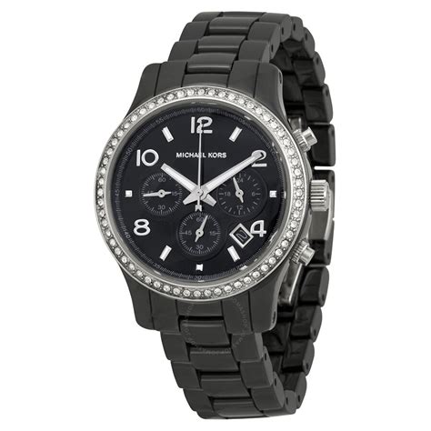 michael kors glitz black ceramic chronograph watch|Michael Kors Black Ceramic Runway Glitz Chronograph MK.